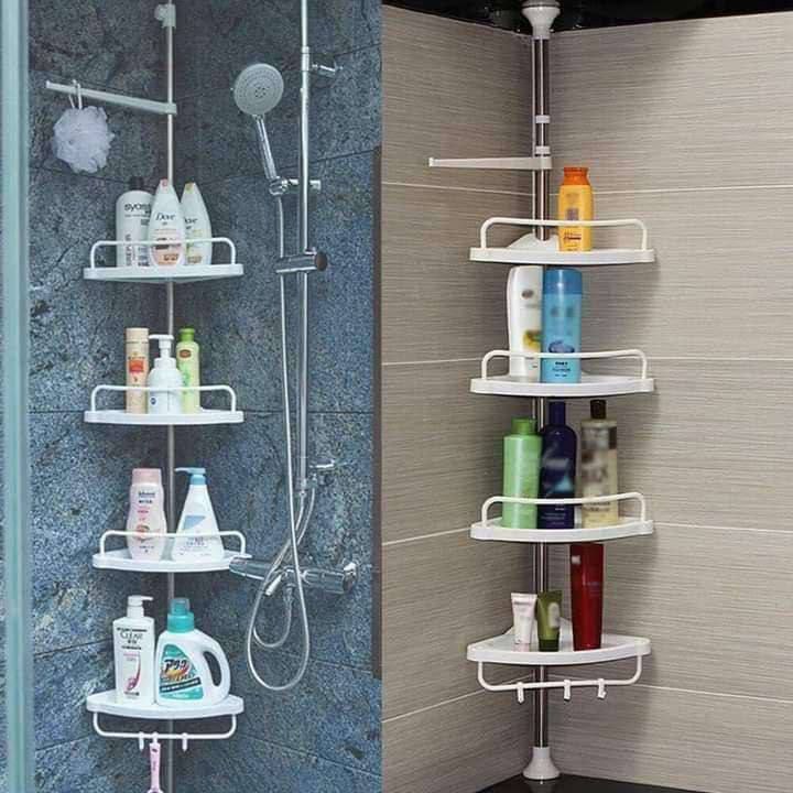 Etagère d'angle télescopique pour salle de bainمنظم تخزين زاوية الحمام