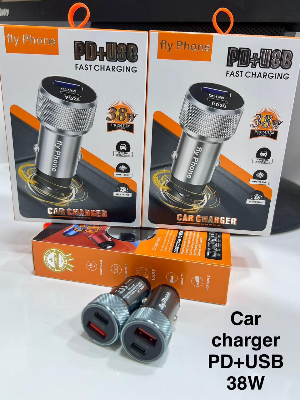 Chargeur allume cigare voiture 38W PD USB fast charging