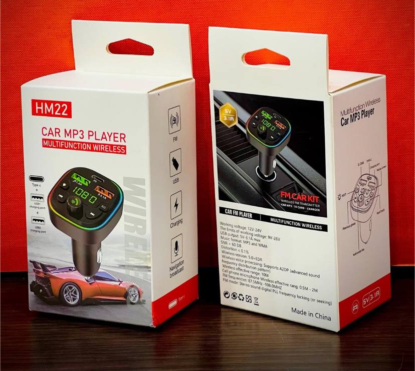 FM Car Kit HM22 Car MP3 Player Multifunction Wireless 3.1A 2USB