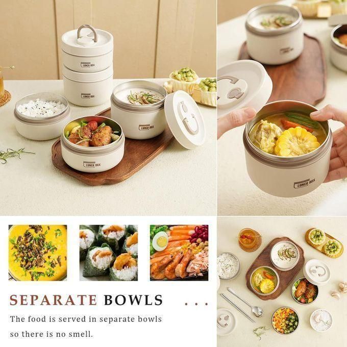 Boîte à lunch isolée en acier inoxydable علبة بينتو للكبار مع حقيبة حرارية، حاويات طعام من الفولاذ المقاوم للصدأ قابلة للتكديس، مانعة للتسرب
