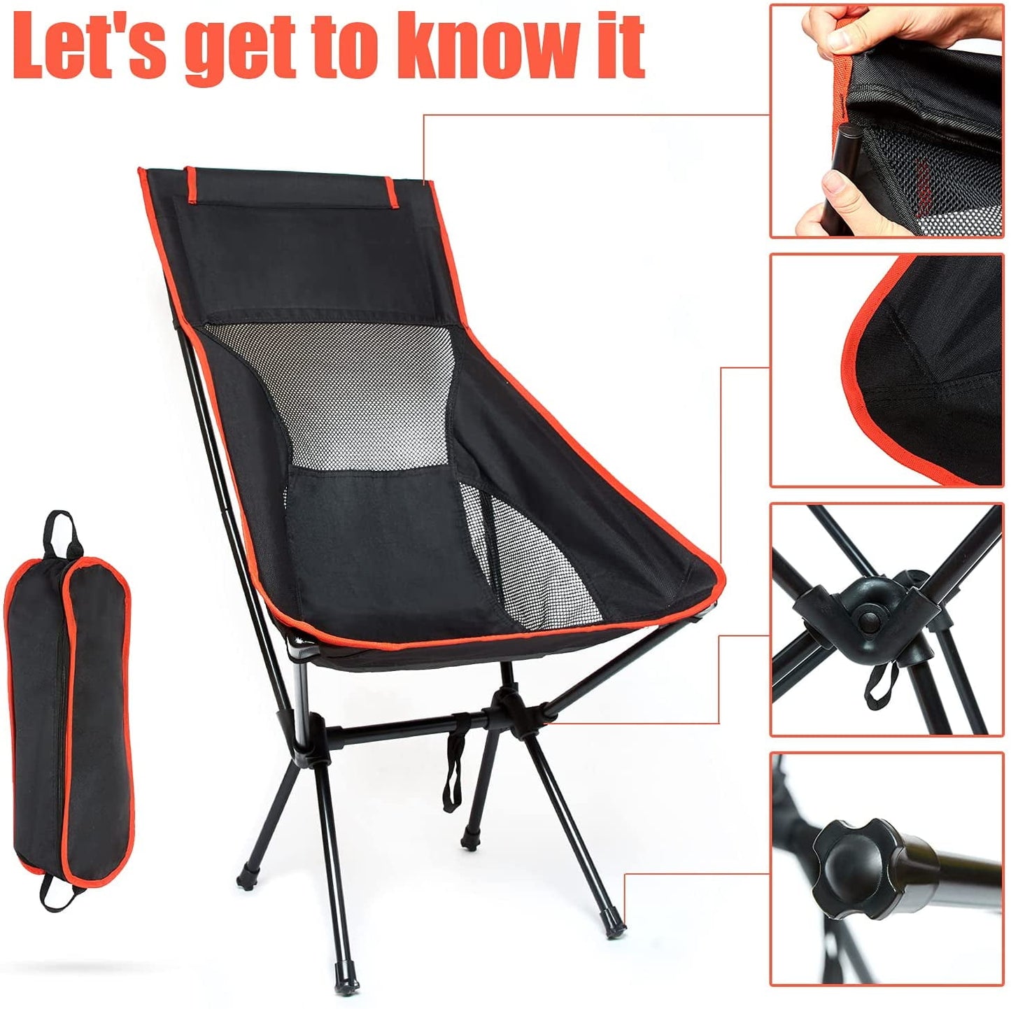كرسي تخييم قابل للطي مع دعم الرأس Chaise pliante légère soutien tête terrain