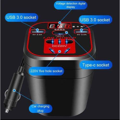 Convertisseur onduleur de voiture 200W Adaptateur 12/24 V vers prise de courant 220 V Chargeur rapide