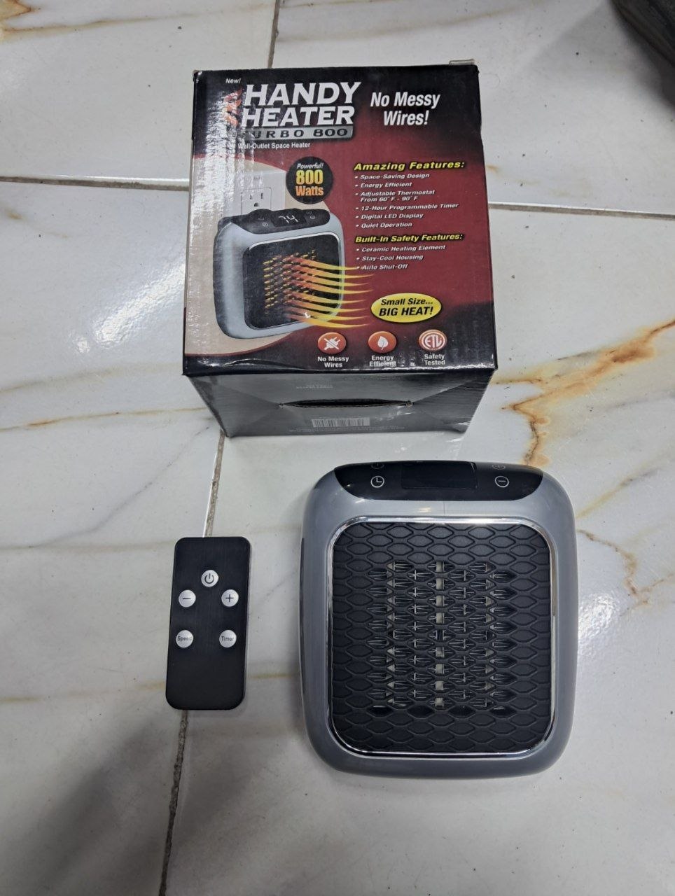 Handy Heater Turbo 800W مدفأة كهربائية جدارية صغيرة الحجم بقوة 800 واط