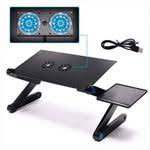 Support pliable et réglable pour ordinateur portable avec deux ventilateurs intégrés pour le refroidissement