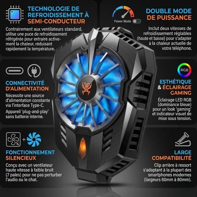Radiateur de téléphone portable VENCOR X20 مبرد هاتف محمول مبرد هاتف تبريد سريع