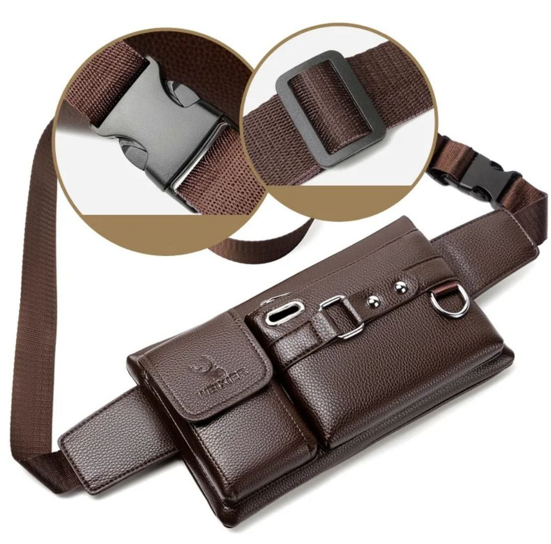 Sac à ceinture en cuir pour homme, sacoche de voyage, pochette