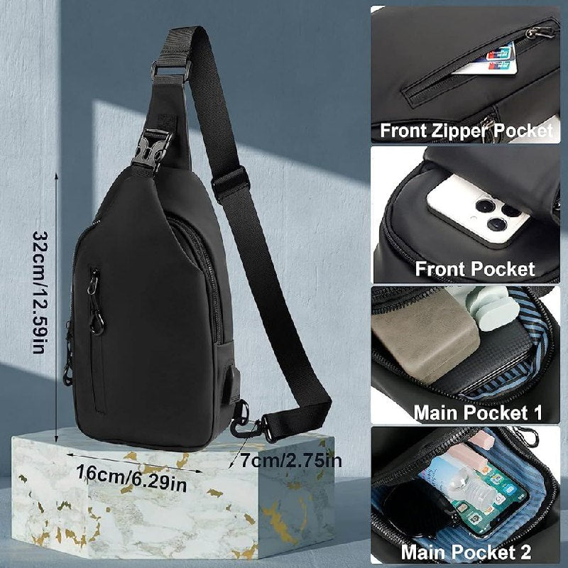 Sac bandoulière compact pour homme حقيبة كتف صغيرة الحجم للرجال