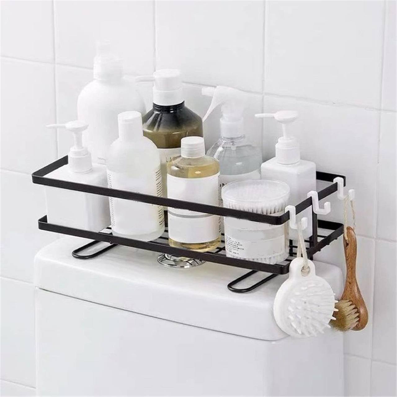 حامل تخزين الحمام على الحائط، بدون حفر Étagère de rangement murale pour salle de bain, sans perçage