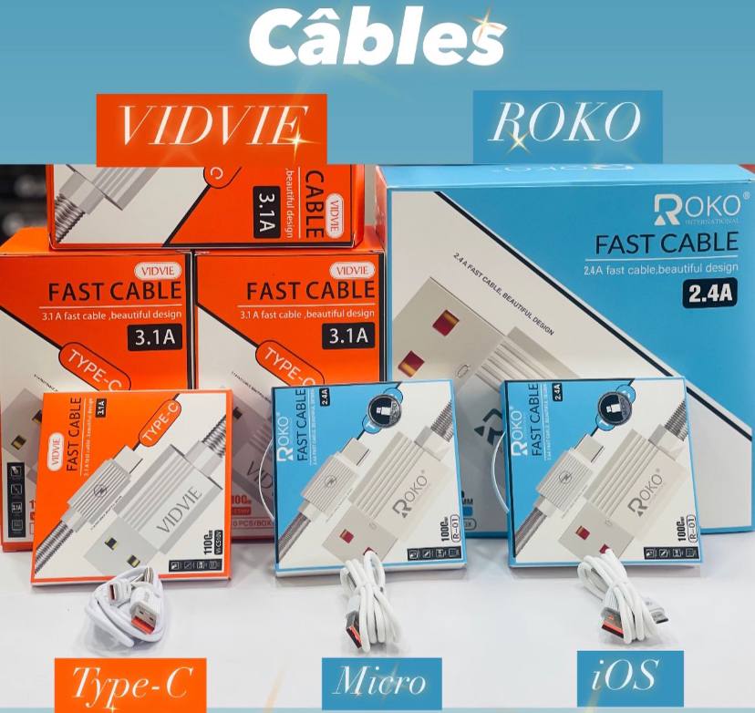 Fast Cable VIDVIE 2.4A 3.1A Type-C Micro iOS