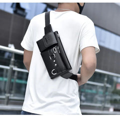 Sac à ceinture en cuir pour homme, sacoche de voyage, pochette