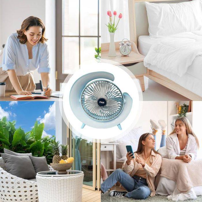 Ventilateur Rechargeable avec Éclairage Unique