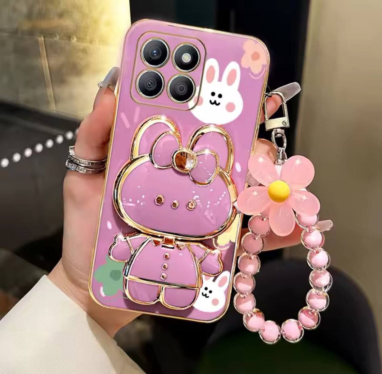 Coque de téléphone avec support caché غطاء مرآة ثلاثي الأبعاد ناعم مقاوم للصدمات