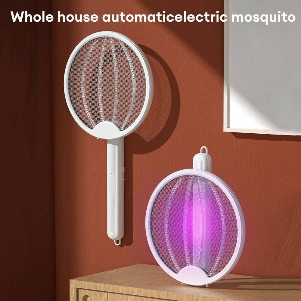 Tapette à moustiques électrique pliable مضرب كهربائي قابل للطي 2 في 1 للبعوض مزود بضوء فوق بنفسجي مدمج