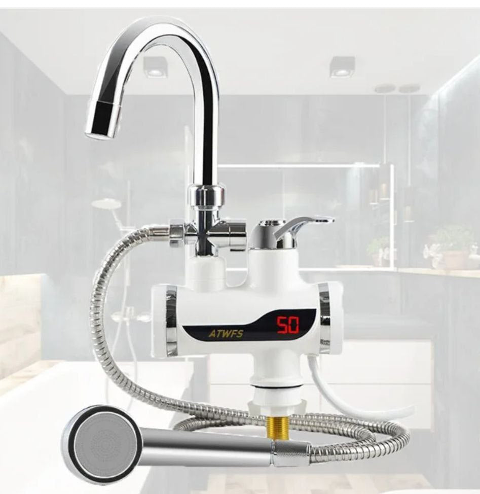 جهاز تسخين المياه مع حنفية ومرش الحمام للماء البارد والساخن