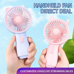 مروحة يدوية صغيرة بأذنين قابلة لإعادة الشحن Mini ventilateur portatif rechargeable