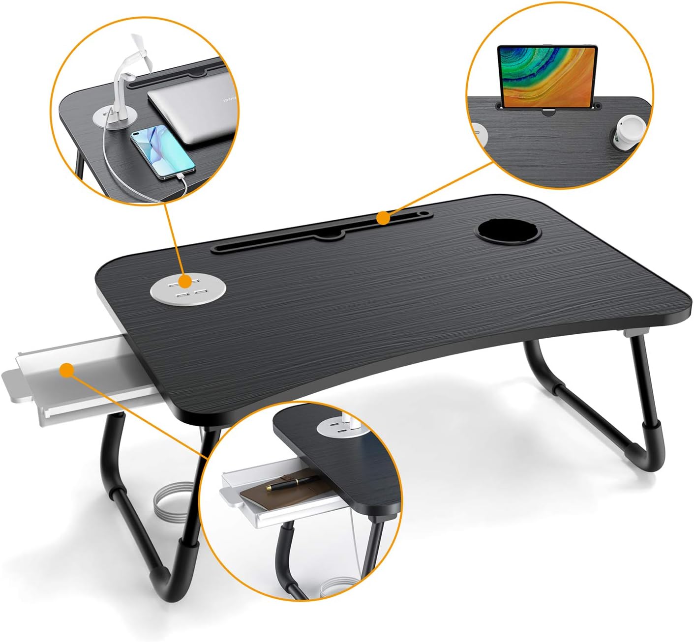 طاولة كمبيوتر محمول للسرير، قابلة للطي محمولة Bureau d'ordinateur portable pour lit