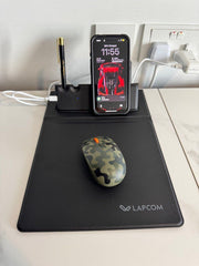 3en1 Tapis de souris pliable multifonctionnel avec chargement sans fil rangement stylo