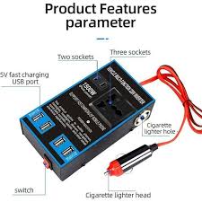Onduleur universel pour voiture 12V24V à 220V prises 1500W محول كهربائي متعدد الاستخدامات للسيارات