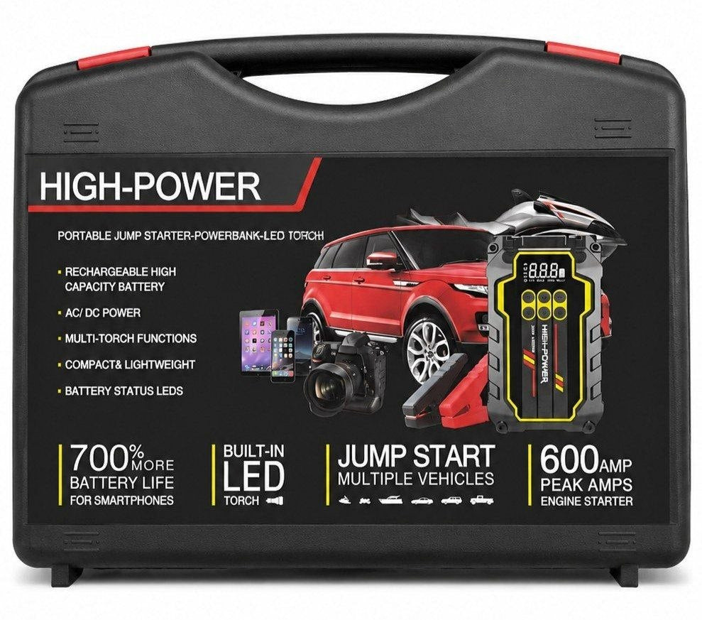 PORTABLE JUMP STARTER-POWERBANK-LED TORCH جهاز تشغيل محمول بنك طاقة مصباح يدوي LED
