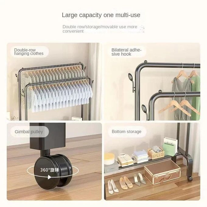 Porte-manteau Double Barre avec Étagères à Chaussures, Organisateur de Vêtements علاقة ملابس مزدوجة مع أرفف للأحذية، منظم ملابس، خزانة ملابس