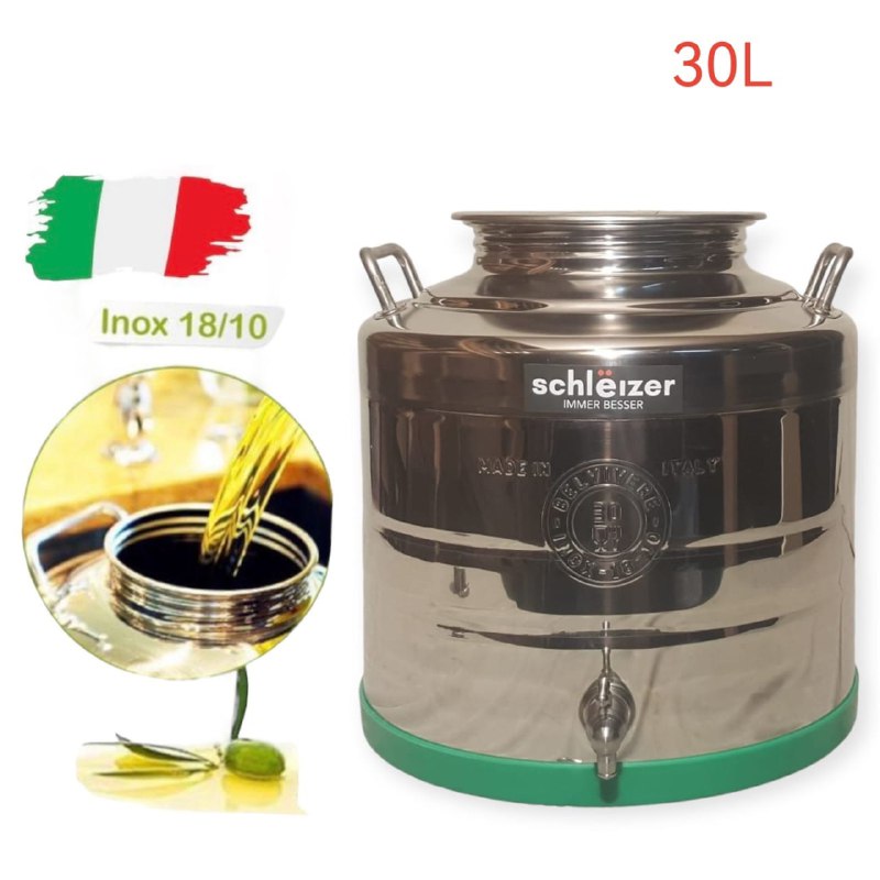 حاوية من الفولاذ المقاوم للصدأ بسعة 30 لترًا لتخزين ونقل السوائل الغذائية