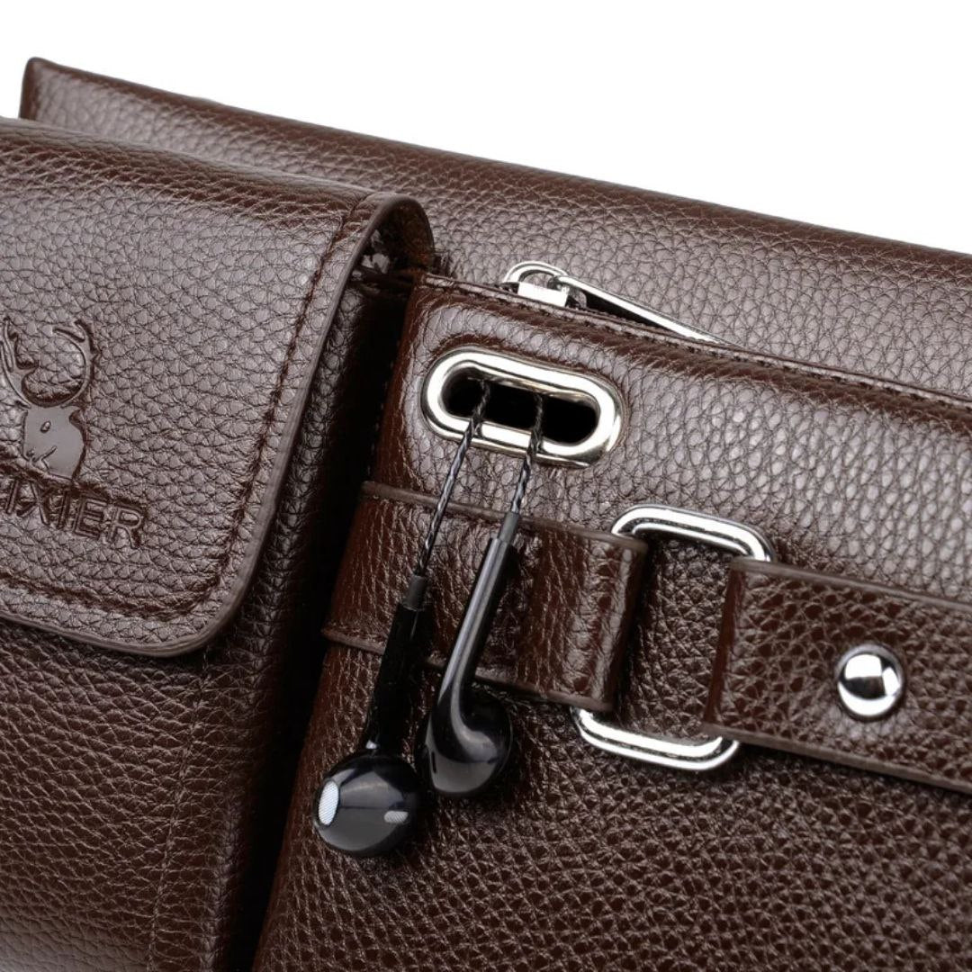 Sac à ceinture en cuir pour homme, sacoche de voyage, pochette