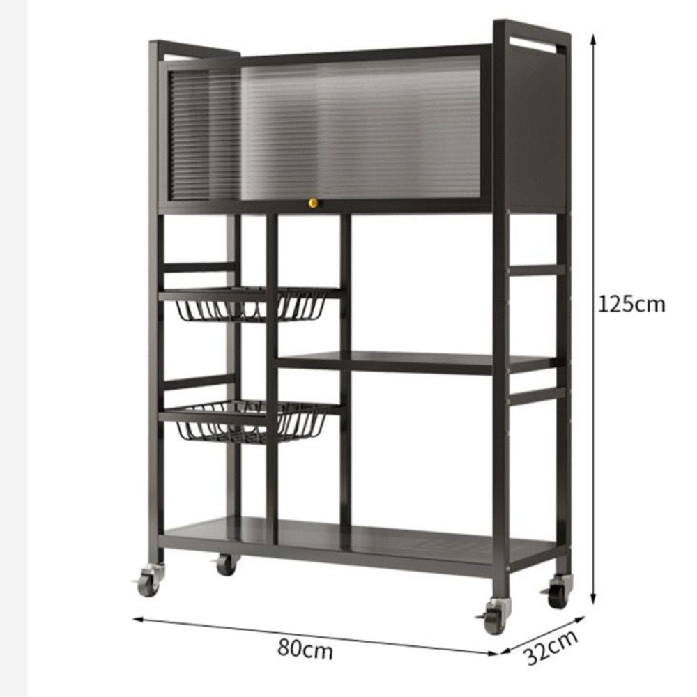 رف تنظيم المطبخ مع غطاء وسلال للفواكه والخضراوات Étagère de rangement de cuisine avec couvercle et paniers pour fruits et légumes