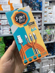 Cable Quick charge 120W 6A 3in1 Data cable S-219