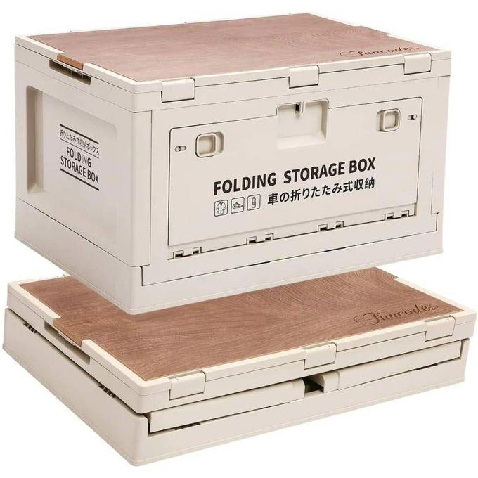 Boîte de Rangement Pliante Multifonction avec Couvercle Double صندوق تخزين قابل للطي متعدد الوظائف بغطاء مزدوج الطبقات وسطح طاولة