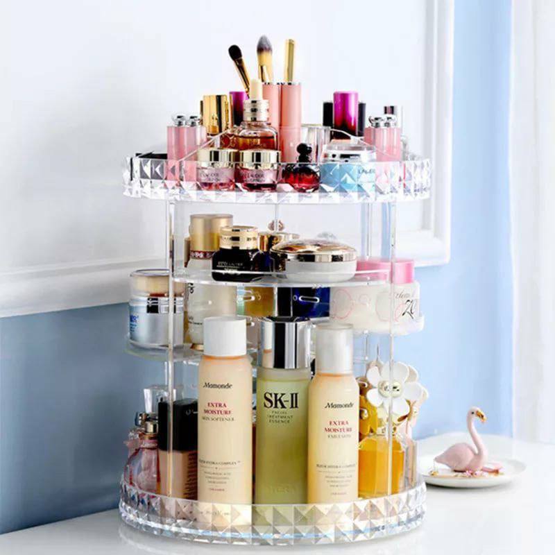 منظم المكياج القابل للدوران 360 درجة الحجم الكبير Rotating Makeup Organizer Box