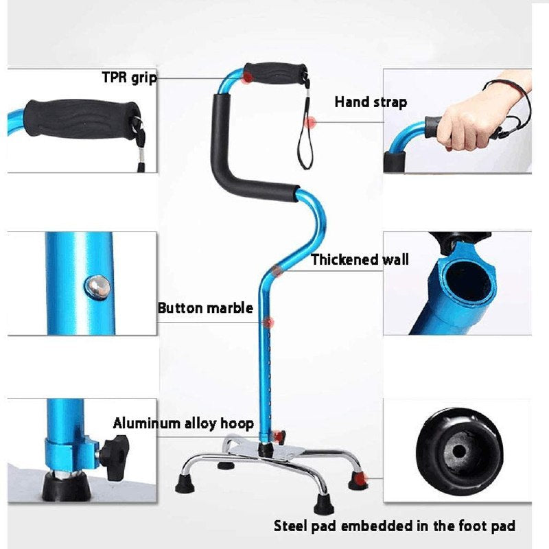 عصا رباعية الأرجل، وهي أداة مساعدة للمشي canne quadripode, un dispositif d'aide à la marche