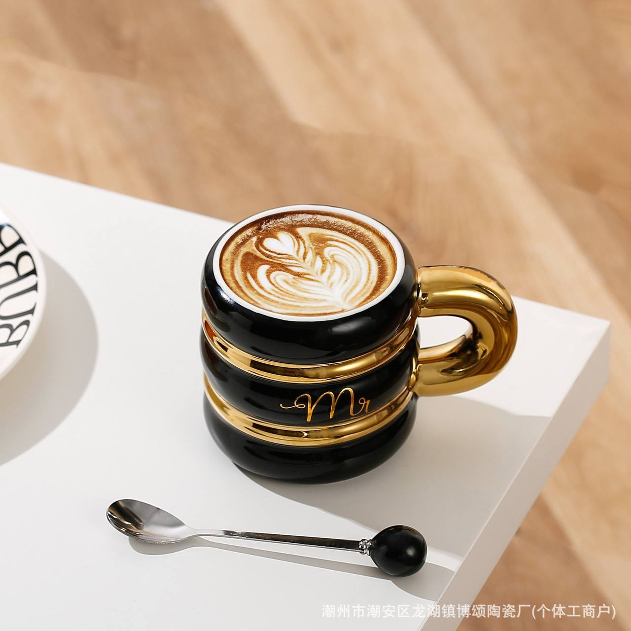 Tasses à café en céramique à grande anse Tasse simple de style français, galvanisée, idéales pour cappuccino, latte, cacao chaud, thé