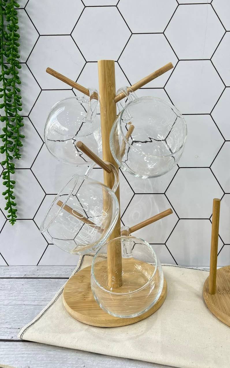Rangement verres bois bamboo منظمة الأكواب والكؤوس خشب الخيزران