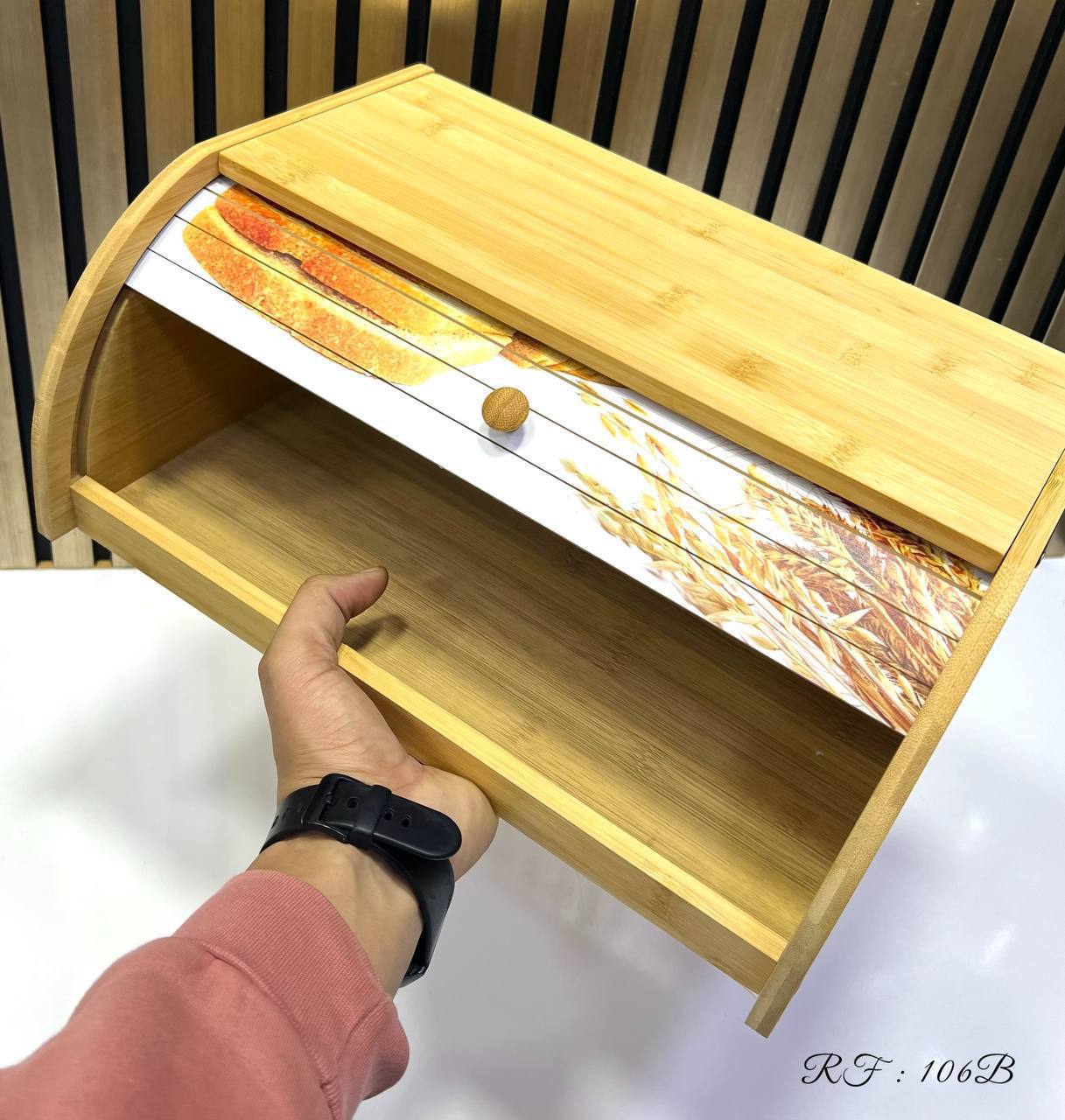 Boite à pain en bois de bamboo 38.5x25x18.5cm صندوق خشب الخيزران 38.5x25x18.5 سم