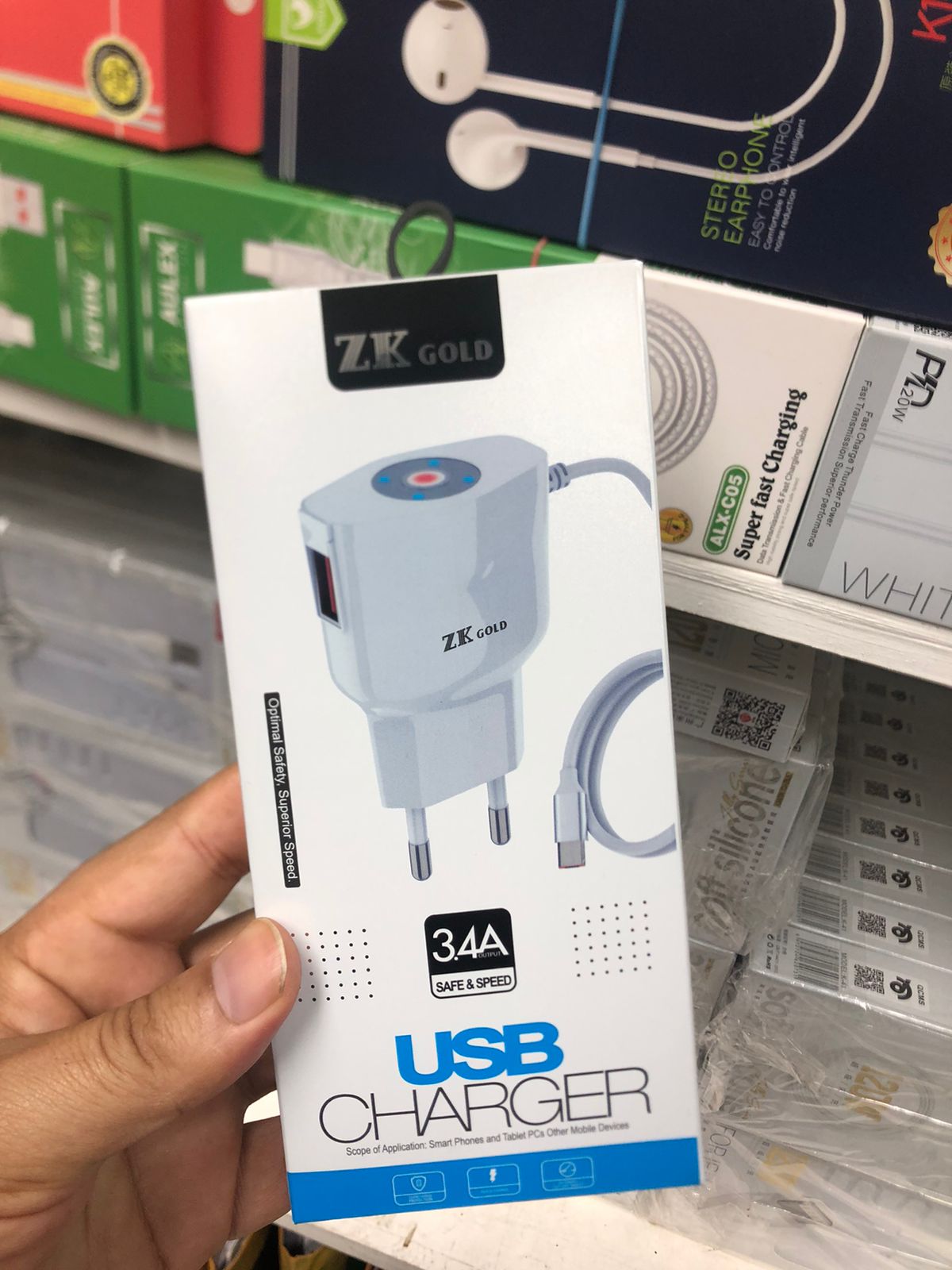 USB Charger 34A ZK Gold