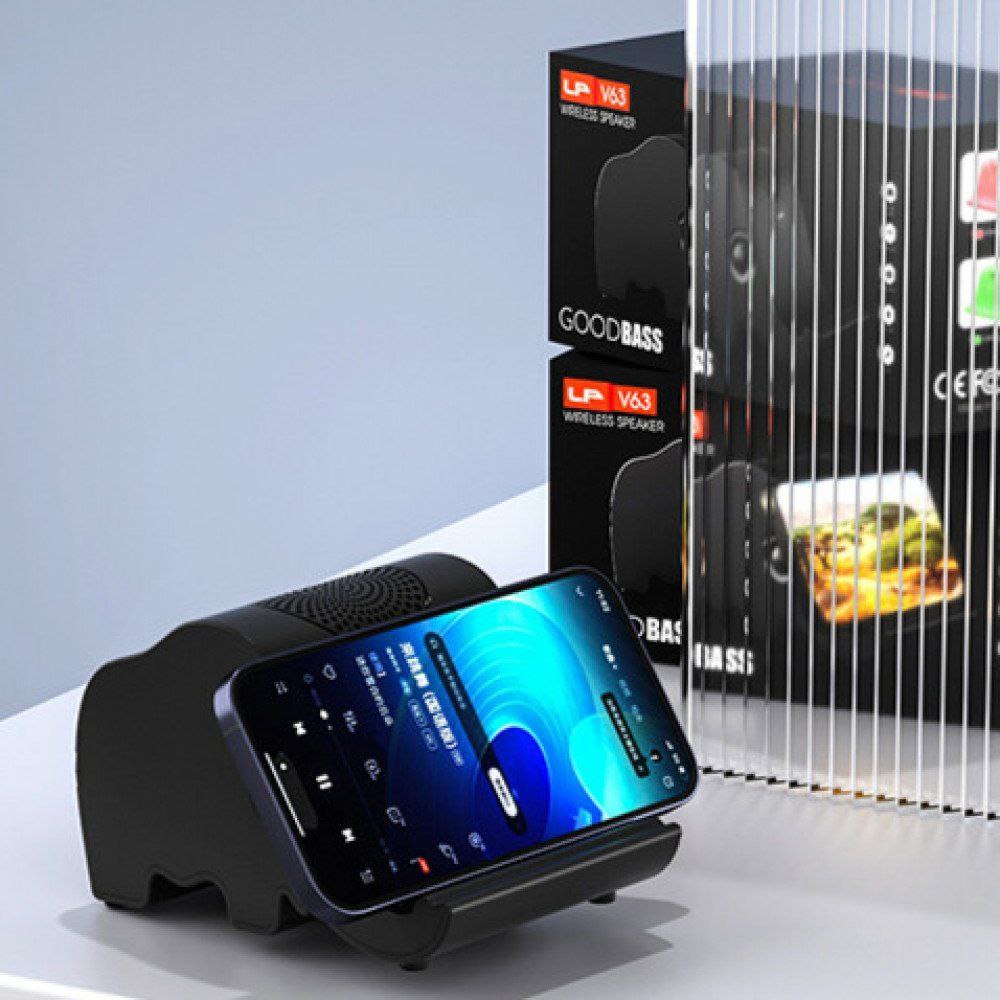 حامل الهاتف المحمول Support pour téléphone portable LP-V63 مكبر صوت لاسلكي بتقنية البلوتوث