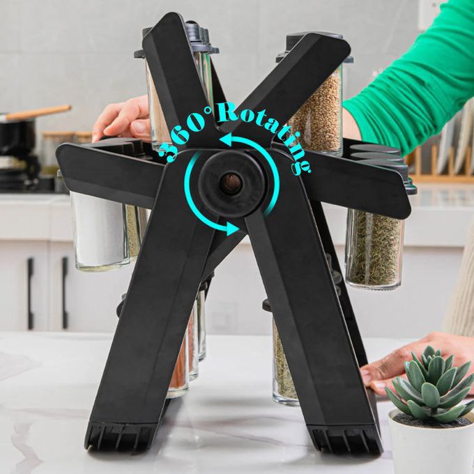 ROTATING WHEEL GLASS SHELF منظم التوابل الدوار