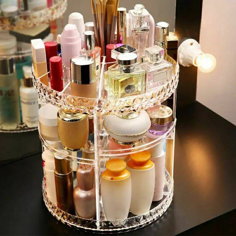 منظم المكياج القابل للدوران 360 درجة الحجم الكبير Rotating Makeup Organizer Box