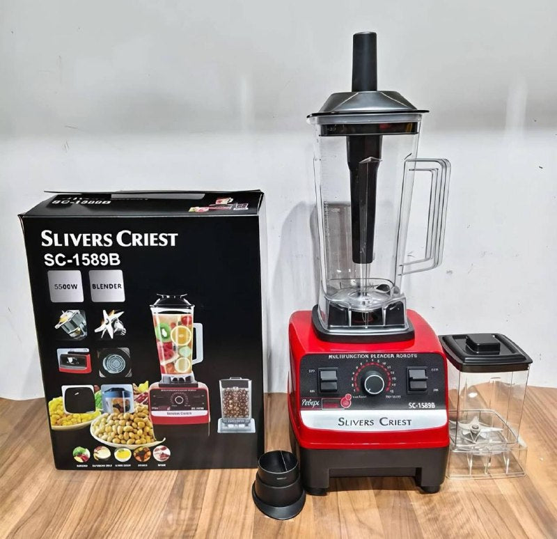 Silvers Criest SC-1589B 5500W Blender خلاط احترافي بقدرة 5500 وات، وعاء زجاجي بوروسيليكات سعة 2 لتر، 3 سرعات و ملحق