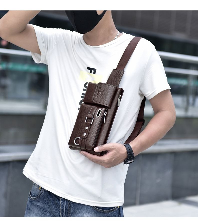 Sac à ceinture en cuir pour homme, sacoche de voyage, pochette