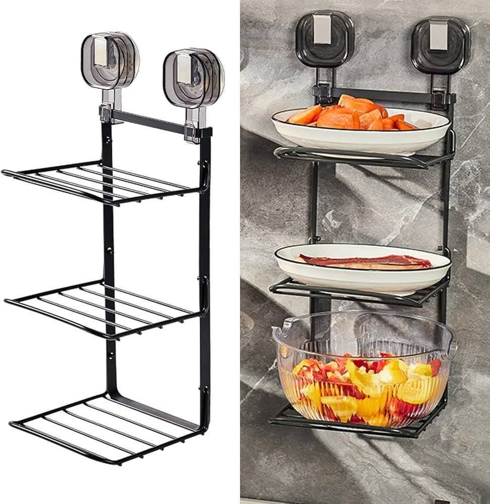 رف توابل من الفولاذ المقاوم للصدأ بثلاثة أرفف للمطبخ Étagère à Epice-3 Niveaux pour Cuisine métal inoxidable