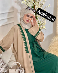 عباية للعيد توب كريب روزة حرير