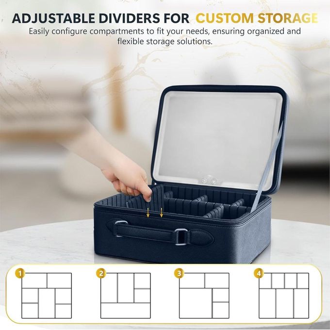 Trousse de maquillage dispose d'un miroir LED intégré حقيبة مكياج مزودة بمرآة 3LED أوضاع إضاءة حقيبة مكياج محمولة مع مرآة