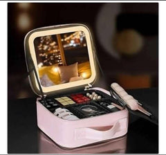 Boite Trousse de maquillage avec miroir LED , organisateur rangement de maquillage Sac Trousse de Toilette
