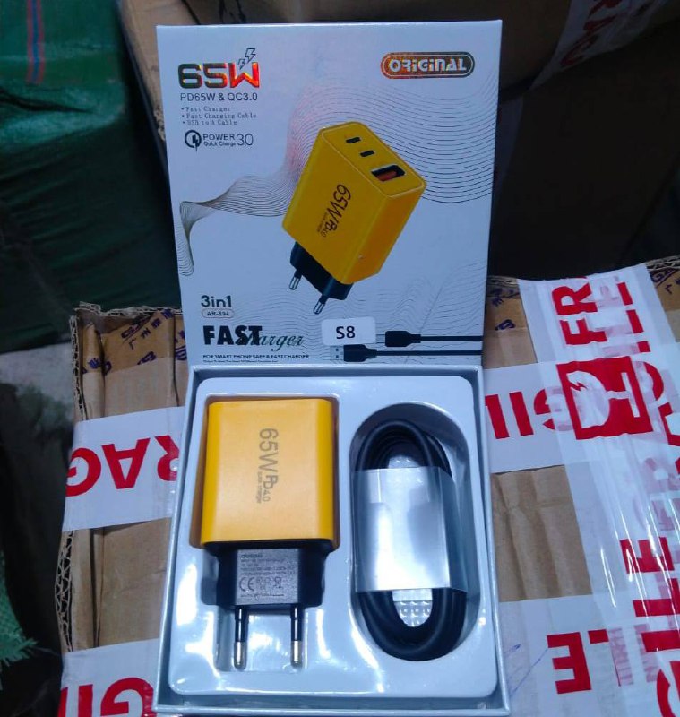 ORIGINAL Chargeur 65W PD65W QC3.0 3in1
