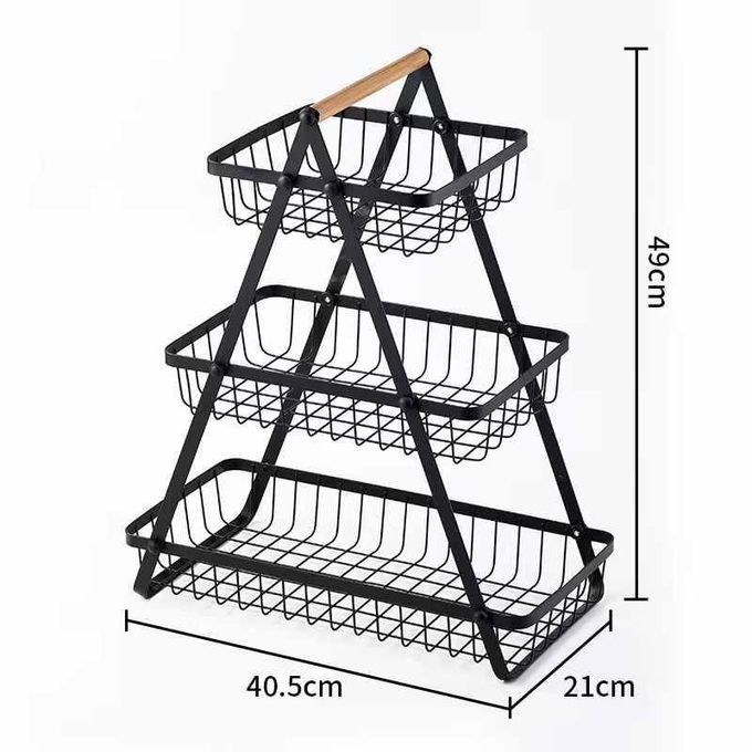 Rangement de Cuisine en Inox Noir à 3 Étagères وحدة تخزين منظم مطبخ من الفولاذ المقاوم للصدأ باللون الأسود مع 3 أرفف