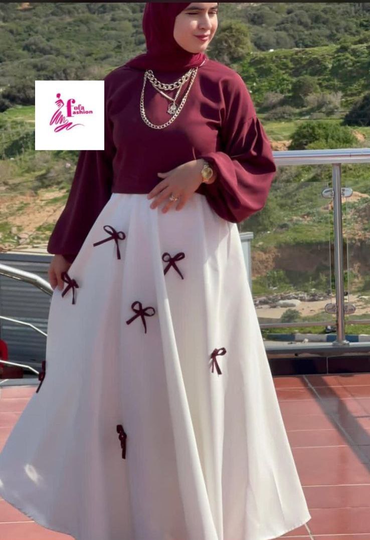 انصوبل لاغوب بليبلي شوميز Ensemble robe chemise توب كريب روزة كراماج Papillon