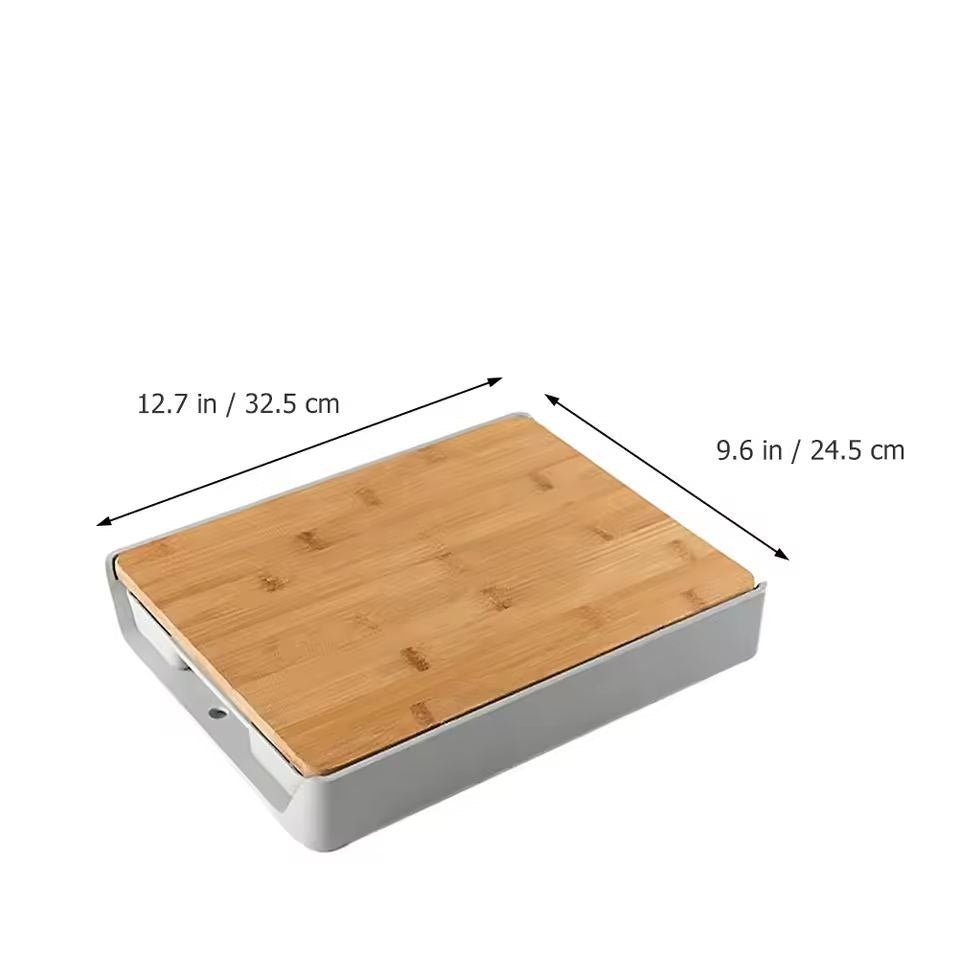 Planche à découper en bambou écologique avec plateau لوح تقطيع من الخيزران صديق للبيئة مع صينية