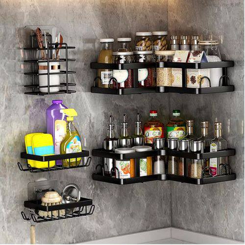 مجموعة من 5رفوف تخزين للحمام، رف تخزين للمطبخ بدون حفر Corner shower caddy
