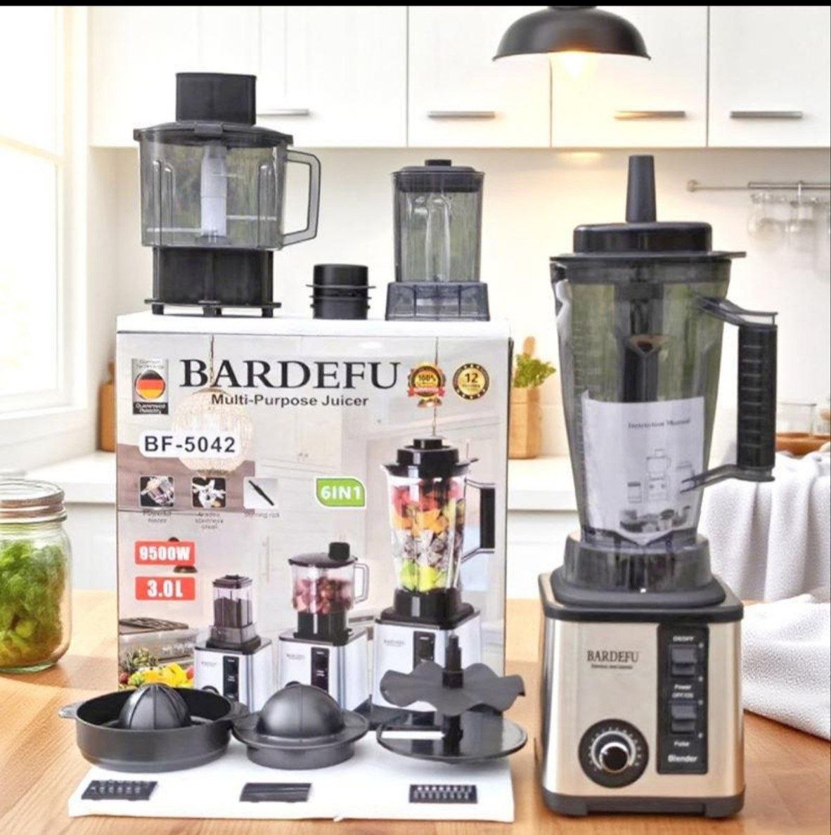 خلاط طراز Bf-5042، متعدد الوظائف Bf-5042 8 dans 1 Bardefu Mixeur 6 dans 1 3L Mixeur